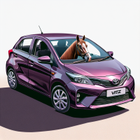 нарисуй toyota vitz фиолитового цвета а за рулем сидит лошадь