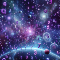make a 1920x900 pixel background with purple numbers and planets, HD quality, 3D rendering