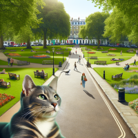 Нарисуй мне кошку в парке