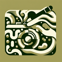 Нарисуй рисунок образный в Оливковое белом цвете, с изображением рисунка фотоаппарата 